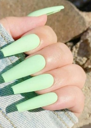Pastel green acrylic nails
