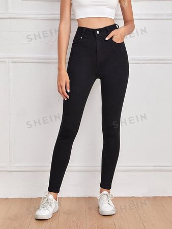 SHEIN Essnce High Waist Skinny Jeans | SHEIN