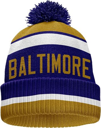 Amazon.com: Baltimore Beanie Knit Hat with Pom Winter Cuffed Cap Sport Fans Gift : Clothing, Shoes & Jewelry