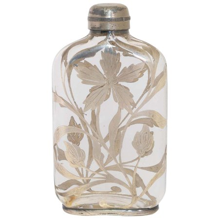 19th Century Sterling Silver Flower Victorian Flask For Sale at 1stDibs