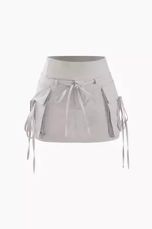 Low Rise Tie Cargo Mini Skirt – Micas