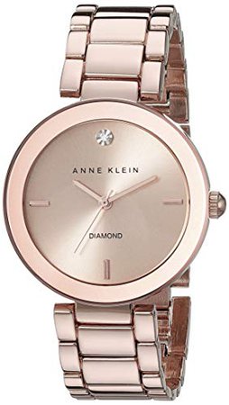 Anne Klein AK/1362RGRG Rose Gold-Tone Diamond-Accented Bracelet Watch