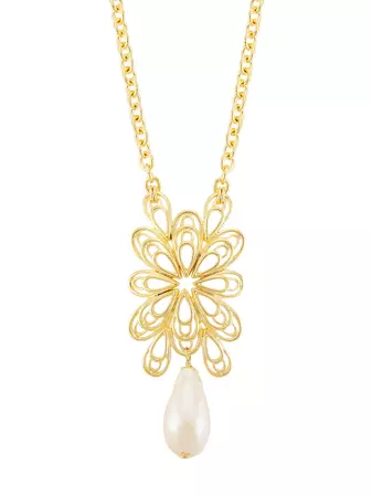 Shop Kenneth Jay Lane 14K Gold-Plated Faux Pearl Pendant Necklace | Saks Fifth Avenue