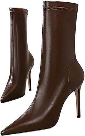 Amazon.com | Womens Ankle Boots Sexy High Stiletto Heeled Pointed Toe Pull on Fashion Dance Party Comfy Stretch Bootie | Ankle & Bootie