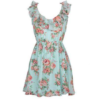 aqua floral dress