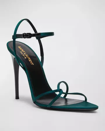 Saint Laurent Gippy Silk Ankle-Strap Sandals | Neiman Marcus