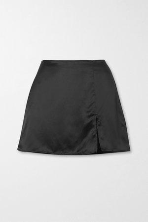 Black + NET SUSTAIN Robbie silk-charmeuse mini skirt | Reformation | NET-A-PORTER