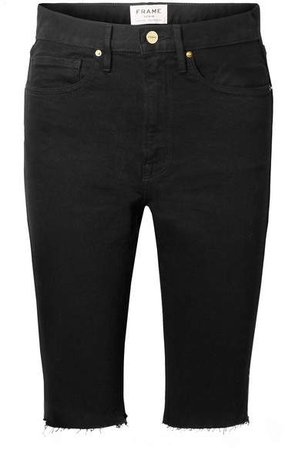 Le Vintage Bermuda Frayed Denim Shorts - Black