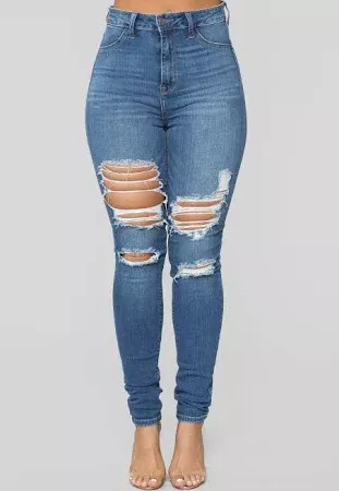 Main Squeeze High Rise Distressed Jeans in Medium Blue Wash