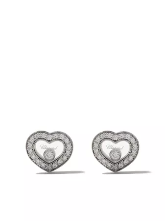 Chopard 18kt White Gold Happy Diamonds Icons Ear Pins - Farfetch