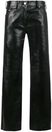 Straight high waist leather trousers