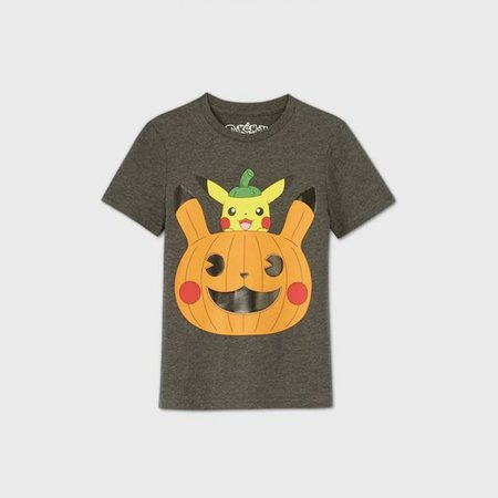 Boys' Short Sleeve Pokemon Pikachu Halloween T-Shirt - Gray : Target