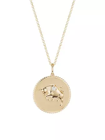 Shop Sydney Evan 14K Yellow Gold & Diamond Large Taurus Medallion Pendant Necklace | Saks Fifth Avenue