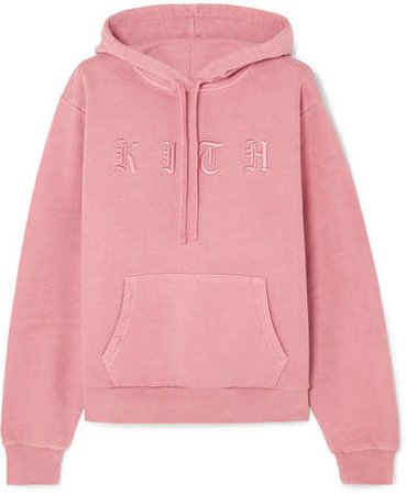 Kith - Serena Embroidered Cotton-jersey Hooded Top - Blush