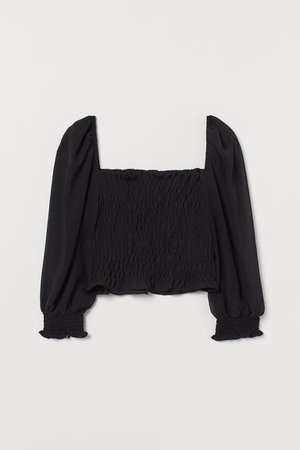 Short Shirred Blouse - Black - Ladies | H&M US