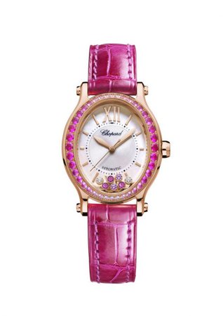 HAPPY SPORT OVAL 31 x 29 MM, AUTOMATIQUE, OR ROSE, DIAMANTS, SAPHIRS ROSES 275362-5003 - Chopard Swiss Luxury Watches and Jewelry Manufacturer