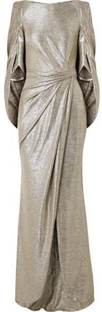 Socrates Cape-effect Draped Metallic Stretch-jersey Gown - Gold