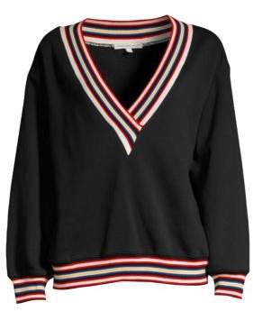Women's Kristine Striped Trim Sweatshirt - Black - Size Small