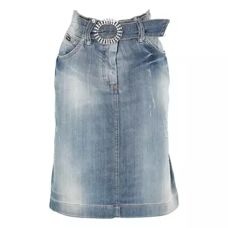 Denim skirt with rhinestone belt buckle Dolce and Gabbana For Sale at 1stDibs