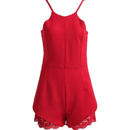 Red Halter Top Romper w/ Lace