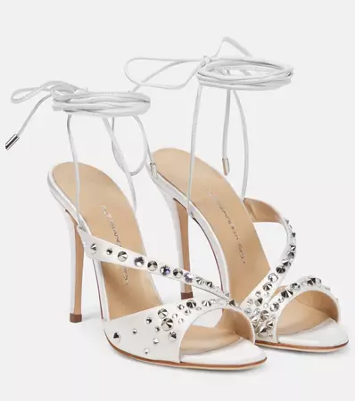 Embellished Silk Satin Sandals in White - Alessandra Rich | Mytheresa