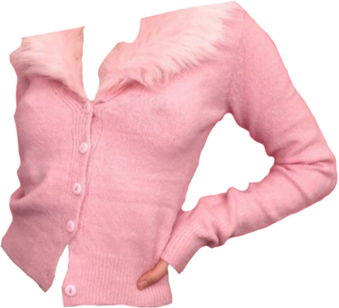 pink fur trimmed cardigan