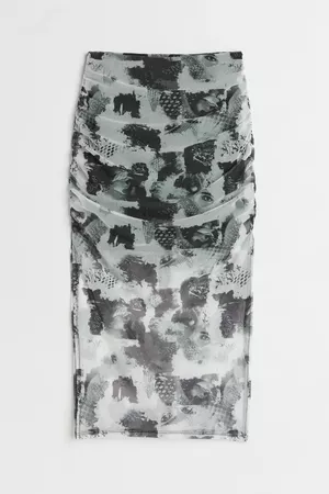 Patterned Mesh Skirt - Light gray/patterned - Ladies | H&M CA
