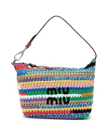 Miu Miu Colour-block Crochet Shoulder Bag in Blue | Lyst