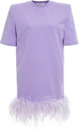 Attico Feather-Trimmed Cotton Dress Size: 38