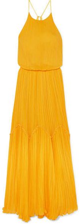 Plissé-georgette Gown - Yellow