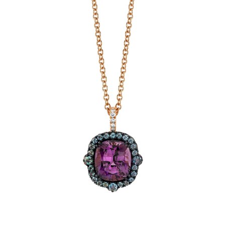 Purple Spinel, Alexandrite & Diamond Pendant