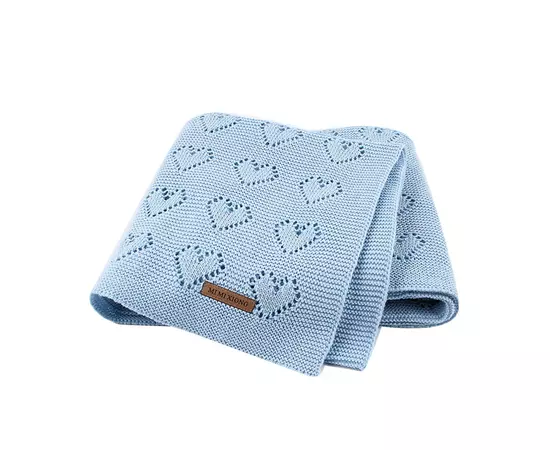 100x80cm Solid Color Hollow Heart Knit Baby Blanket Bedding Quilt Swaddle Wrap-Light Blue | Catch.com.au