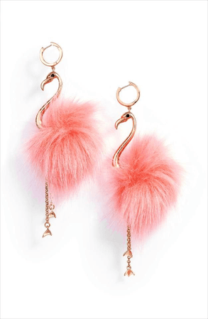 flamingo earrings drop large pink gold