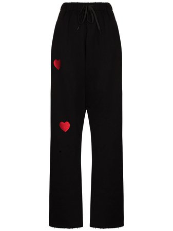 Natasha Zinko Embroidered Heart Track Pants - Farfetch