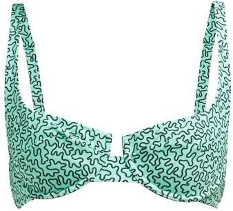 Fisch - Grenadins Linear Print Underwired Bikini Top - Womens - Green