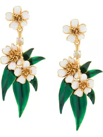 Oscar De La Renta Delicate Flower Drop Earrings