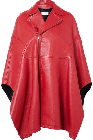 Asymmetric Leather Cape - Red