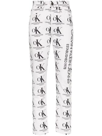 Calvin Klein Jeans Est. 1978 Calça Jeans De Cintura Alta Com Logo 'Ok' - Farfetch
