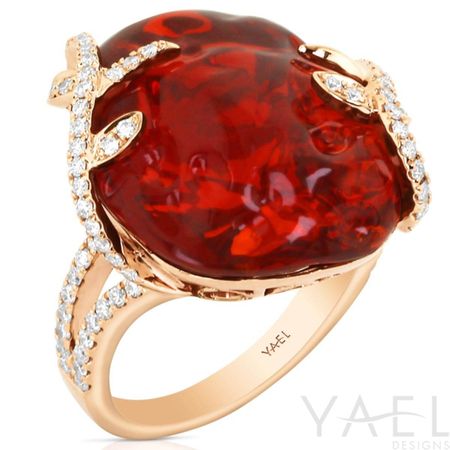 Free-Form Fire Opal and Diamond Ring | YAEL Designs