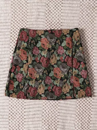 Split Hem Floral Jacquard Skirt | SHEIN USA