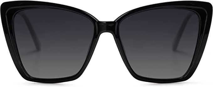 Amazon.com: SOJOS Trendy Polarized Sunglasses For Women Retro Womens Oversized Square Cat Eye Sun Glasses UV Protection SJ2206 Black Frame Grey Lens : Clothing, Shoes & Jewelry