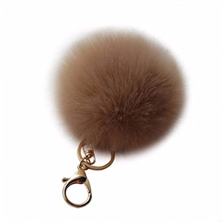 Amazon.com: Amiley Fluffy Faux Rabbit Fur Ball Charm Pom Pom Car Keychain Handbag Wallet Backpack Key Ring (Coffee): Shoes