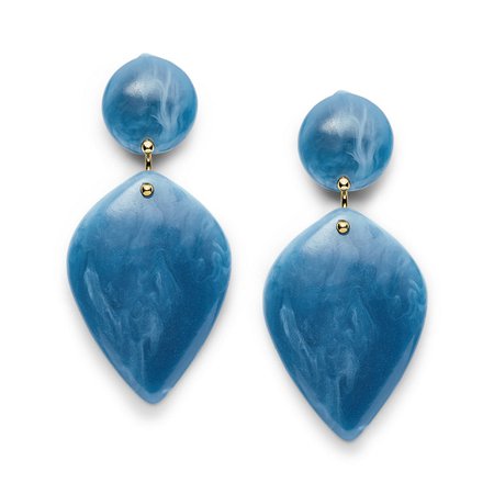 Teardrop Regatta Blue Resin Earrings - Fossil