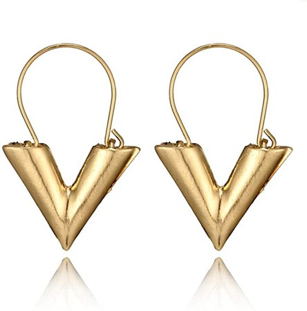 Amazon.com: Gold Initial V Hoop Earrings Geometric V Hoop Earrings Minimal Simple Earrings Gifts For Women: Jewelry