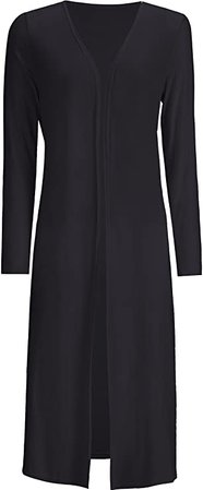 AMGLISE Women's Solid Cotton Essential Long Cascading Open Front Cardigan at Amazon Women’s Clothing store