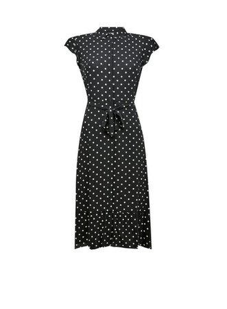 DP Petite Black Spot Print Frill Shirt Dress | Dorothy Perkins