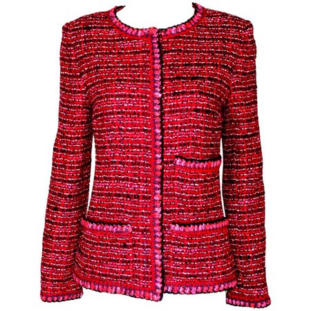 Gorgeous Chanel Chunky Maison Lesage Tweed Jacket with Crochet Knit Trimming For Sale at 1stdibs