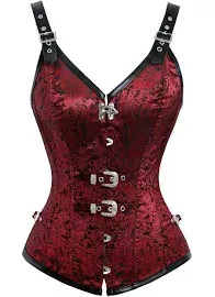Metal Gods Gothic Steampunk Corset with Buckles Blue / M