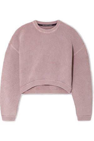 alexanderwang.t | Cropped ribbed cotton-blend sweater | NET-A-PORTER.COM