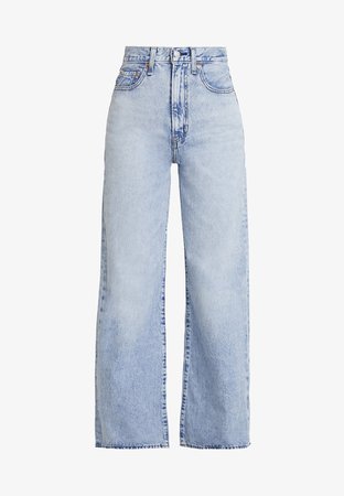 wide leg blue jeans